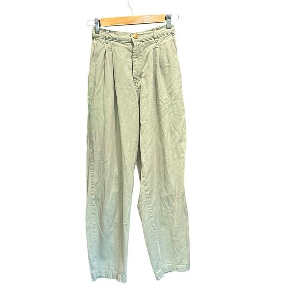 Big Bud Press Sage Green Pleated High Waisted Wide Leg Pants XXS - Picture 2 of 8